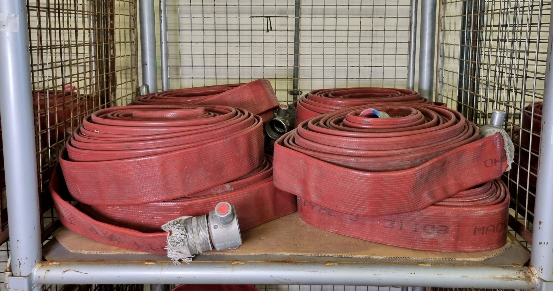 8x Angus Duraline 70mm lay flat hoses with couplings - approx 23 M in length