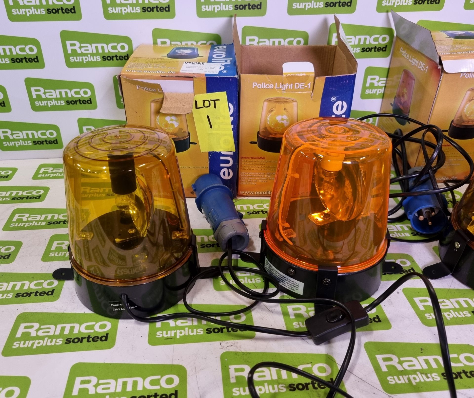 4x Eurolite amber rotating beacons - 230V with 16A plugs - Image 2 of 4