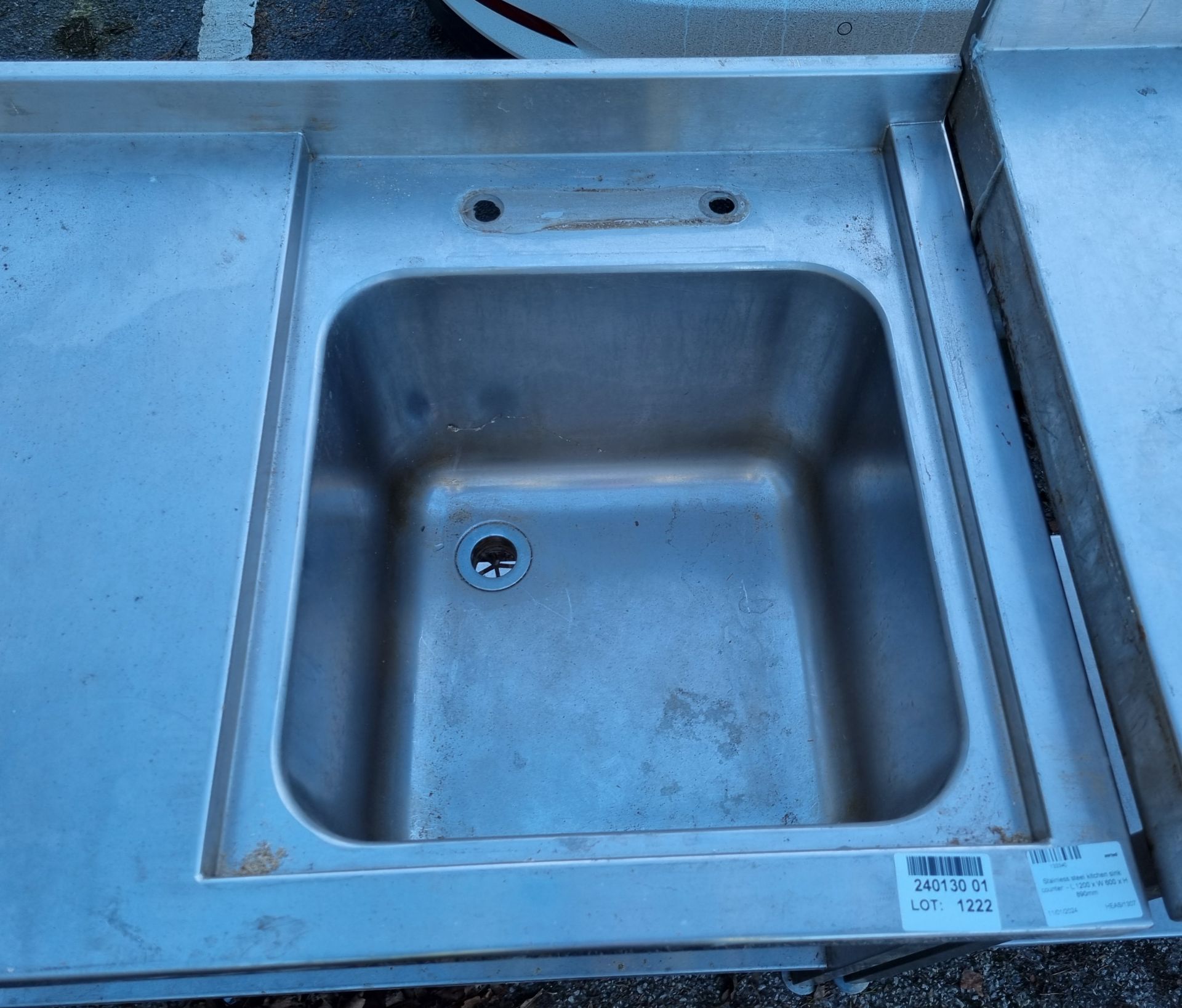 Stainless steel kitchen sink counter - L 1200 x W 600 x H 890mm - Bild 3 aus 3