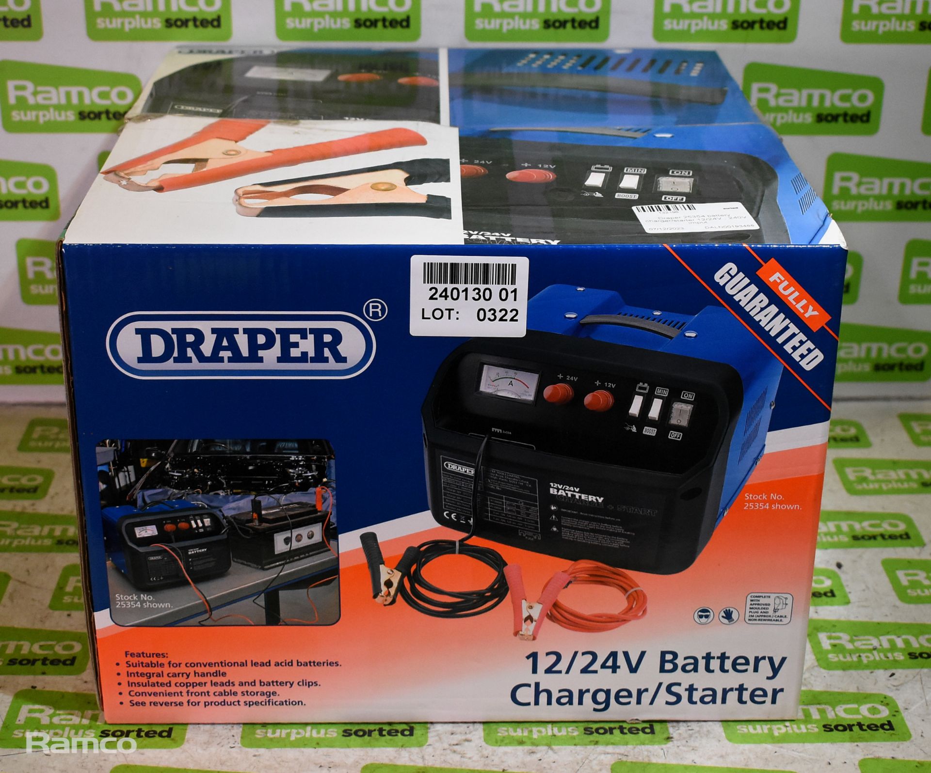 Draper 25354 battery charger / starter 12 / 24V - 240V input - Bild 2 aus 2