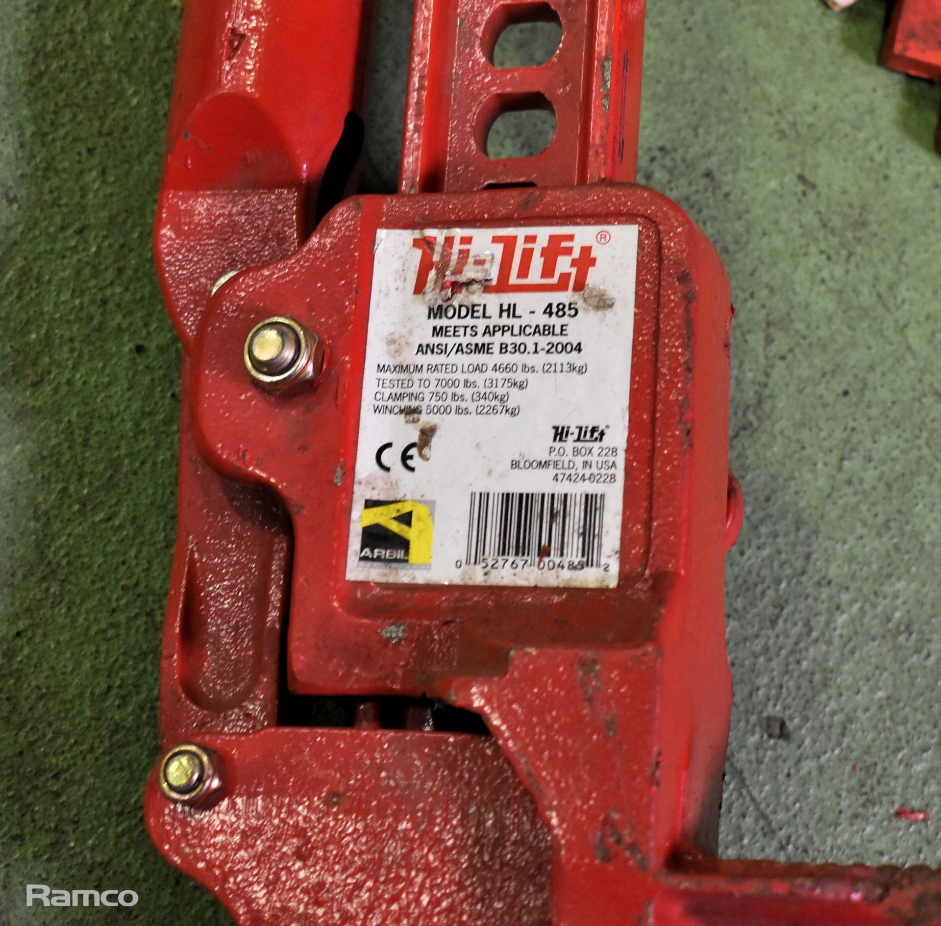 Hi-Lift HL-485 4 ft red lift jack with plastic base plate - max load 2113kg - Image 3 of 3