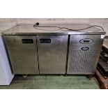 Foster stainless steel double door refrigerated prep counter - W 1415 x D 700 x H 900mm - LOOSE SIDE