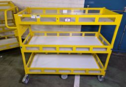 Yellow 3-tier general use trolley - W 1440 x D 550 x H 1150mm