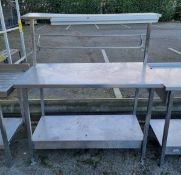 Stainless steel preparation table with gantry - W 1830 x D 610 x H 950 mm