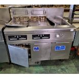 Frymaster H17 stainless steel electric 2 well fryer and chip dump - W 1190 x D 800 x H 1140 mm
