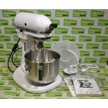 KitchenAid 5KPM5BWH electric stand mixer with accessories 240V