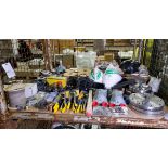 Workshop hardware - flanges, adjustable grips, gauges, wire, fittings, paint strainers and tape