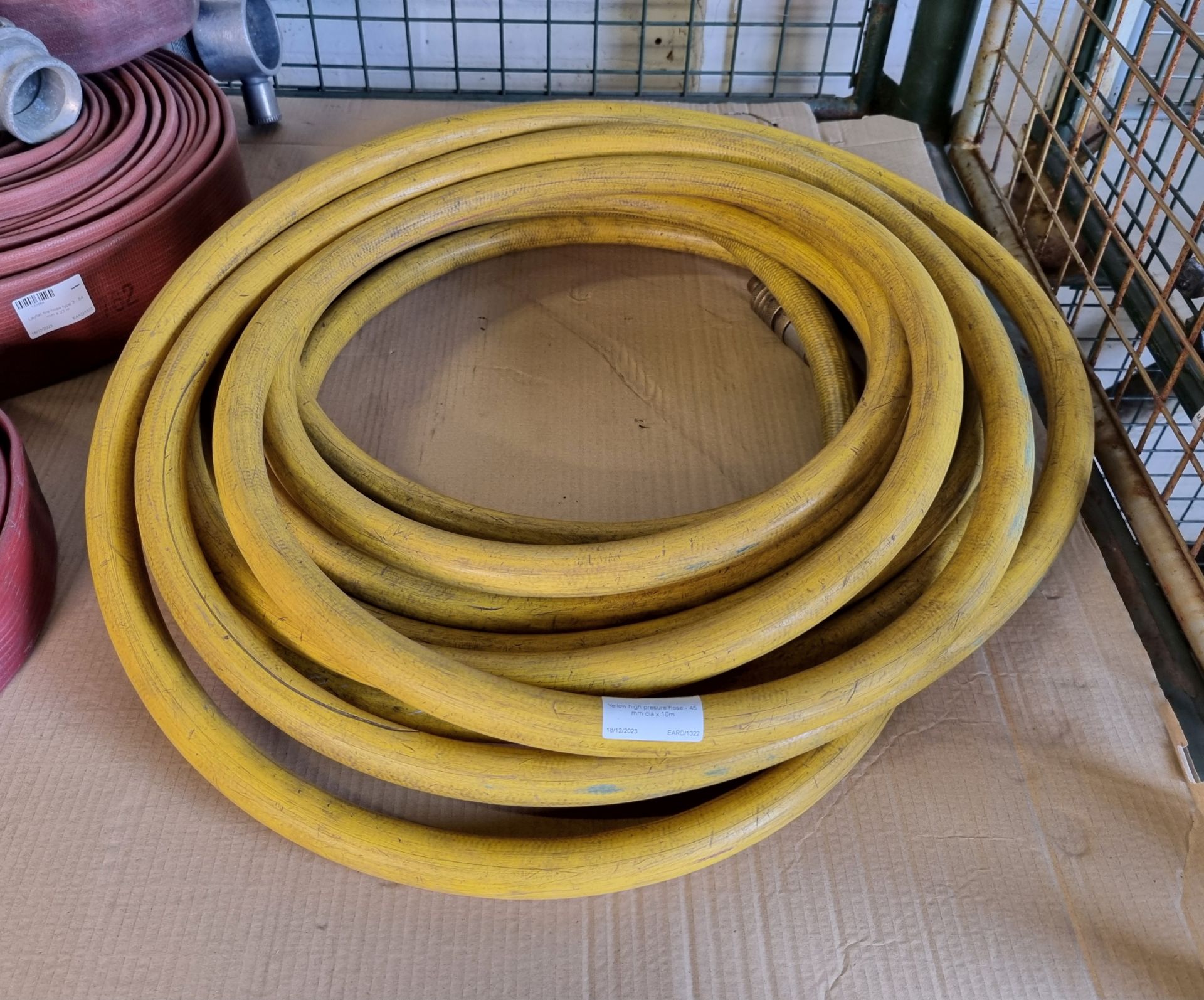 Yellow high pressure hose - 45mm dia x 10m, Layflat fire hose - see description for details - Image 2 of 5
