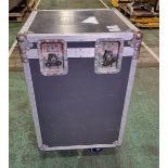 ABS grey flight case with hinged lid - case dimensions: L 530 x W 530 x H 900mm