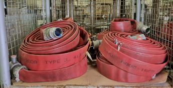 8x Angus Duraline 70mm lay flat hoses with couplings - approx 23m in length