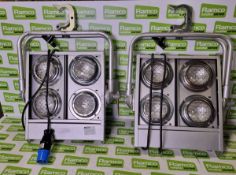 2x Showtec Blinder 4 DMX with lamps and 16A plug