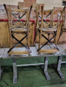 4x Wooden restaurant chairs, Metal table - W 1200 x D 690 x H 760 mm