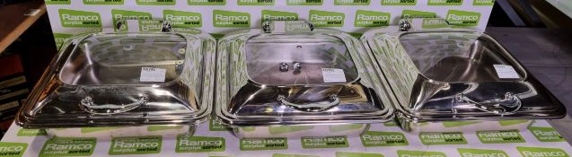3x Zodiac Sunnex stainless steel box induction chafing dishes - W 400 x D 470 x H 160 mm