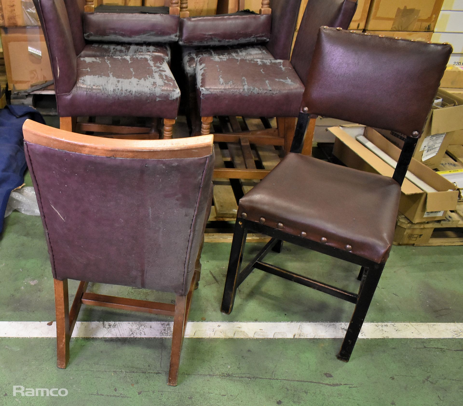 8x Leather wooden chairs - padding worn - Bild 4 aus 5