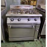 Rosinox st/st gas 4 burner oven - W 800 x D 860 x H 980 mm