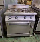 Rosinox st/st gas 4 burner oven - W 800 x D 860 x H 980 mm