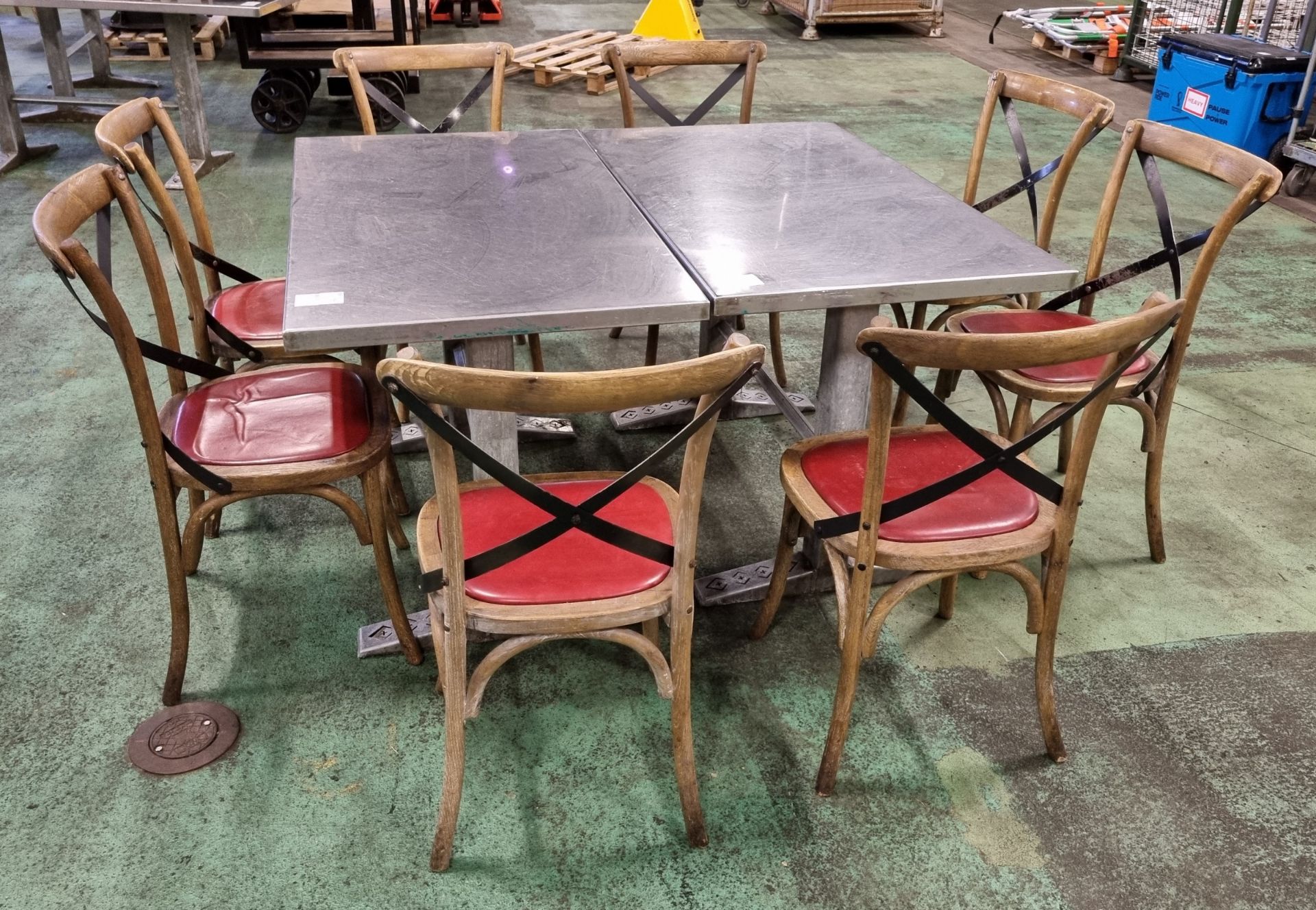 8x Wooden restaurant chairs, 2x Metal tables - W 1200 x D 690 x H 760 mm - Bild 3 aus 5