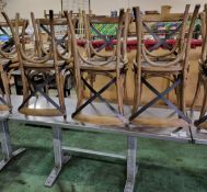 6x Wooden restaurant chairs, Metal table - W 1610 x D 690 x H 760 mm
