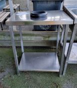 Stainless steel table with bottom shelf and pass through hole - L 670 x W 510 x H 800mm