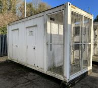 20ft insulated ISO container - L 4900mm + 1160mm caged section x W 2440mm x H approx 3100mm