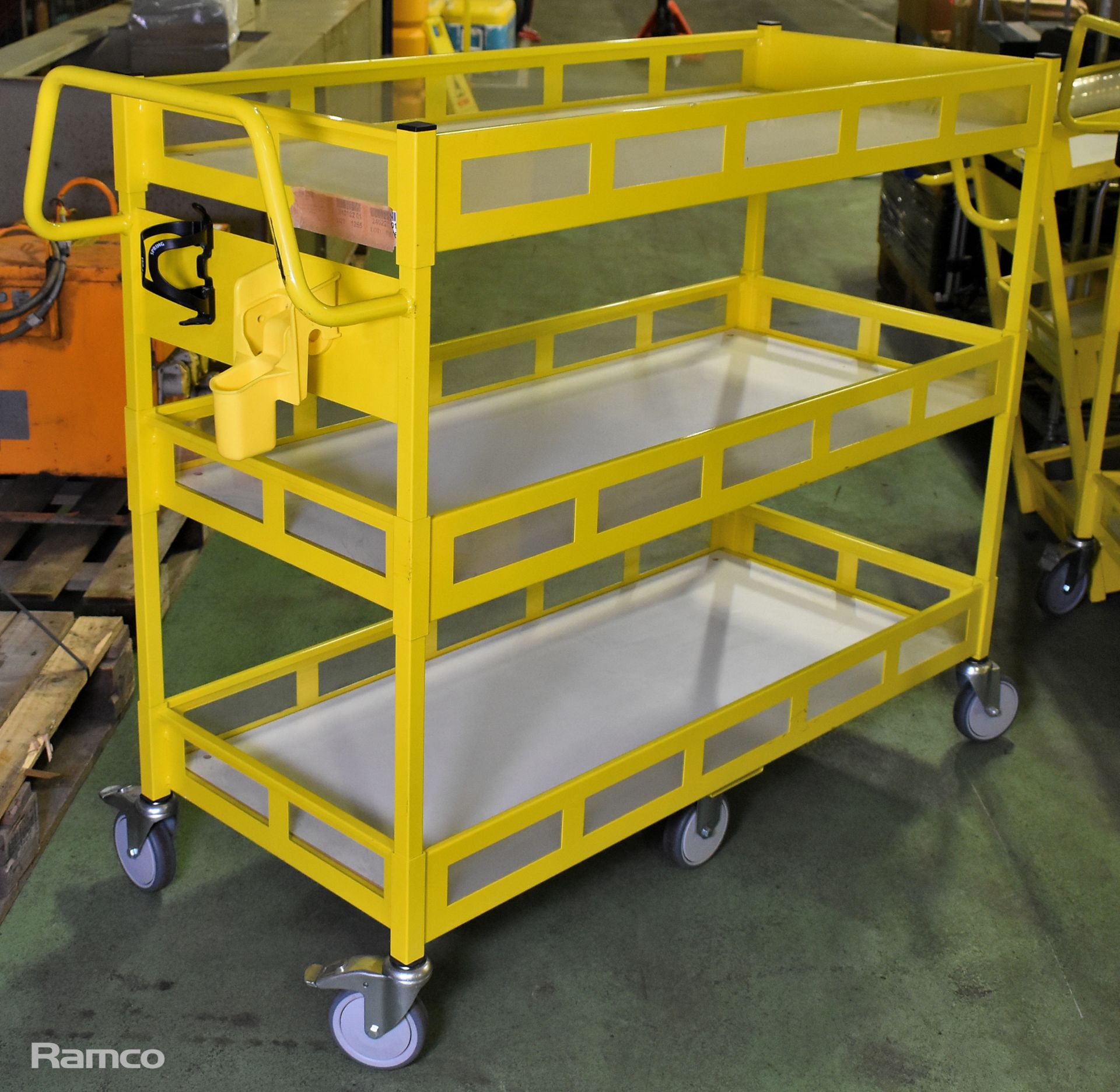 Yellow 3-tier general use trolley - W 1440 x D 550 x H 1150mm - Image 2 of 6
