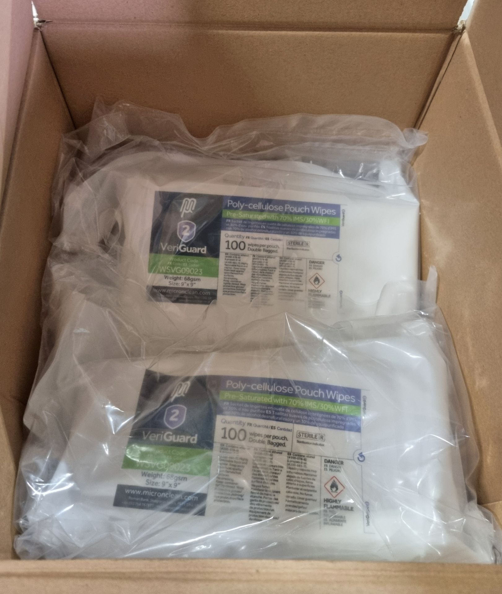 36x boxes of Micronclean Veriguard Polycellulose C-folded pouch wipe sterile - 230mm x 230mm - Image 4 of 4