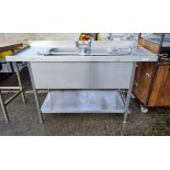 Stainless steel twin sink unit with pre-wash tap - L 1550 x W 650 x H 960mm