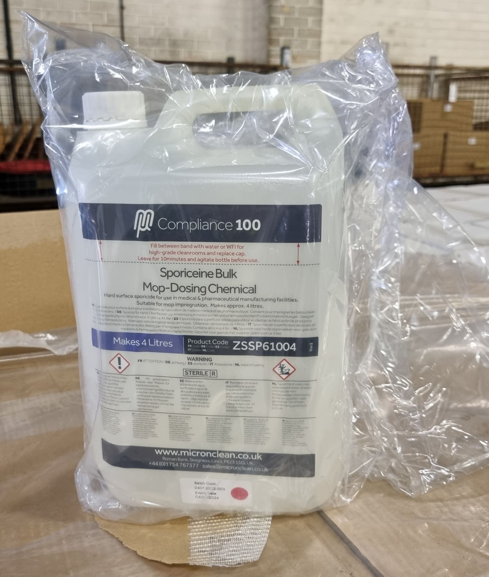 18x boxes of Sporiceine ZSSP61004 mop-dosing chemical - 9 bottles x 4 litre per box - Image 3 of 5