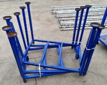 3x Metal pallet stillages - blue - L 1280 x W 880 x H 1030mm