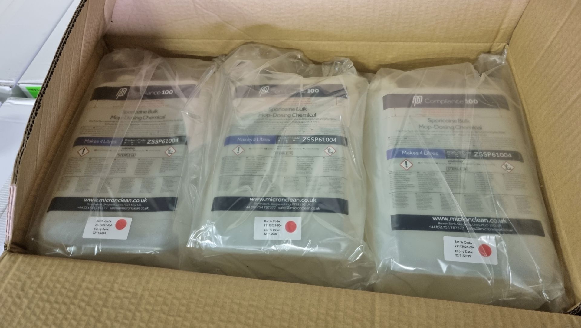18x boxes of Sporiceine ZSSP61004 mop-dosing chemical - 9 bottles x 4 litre per box - Image 3 of 3