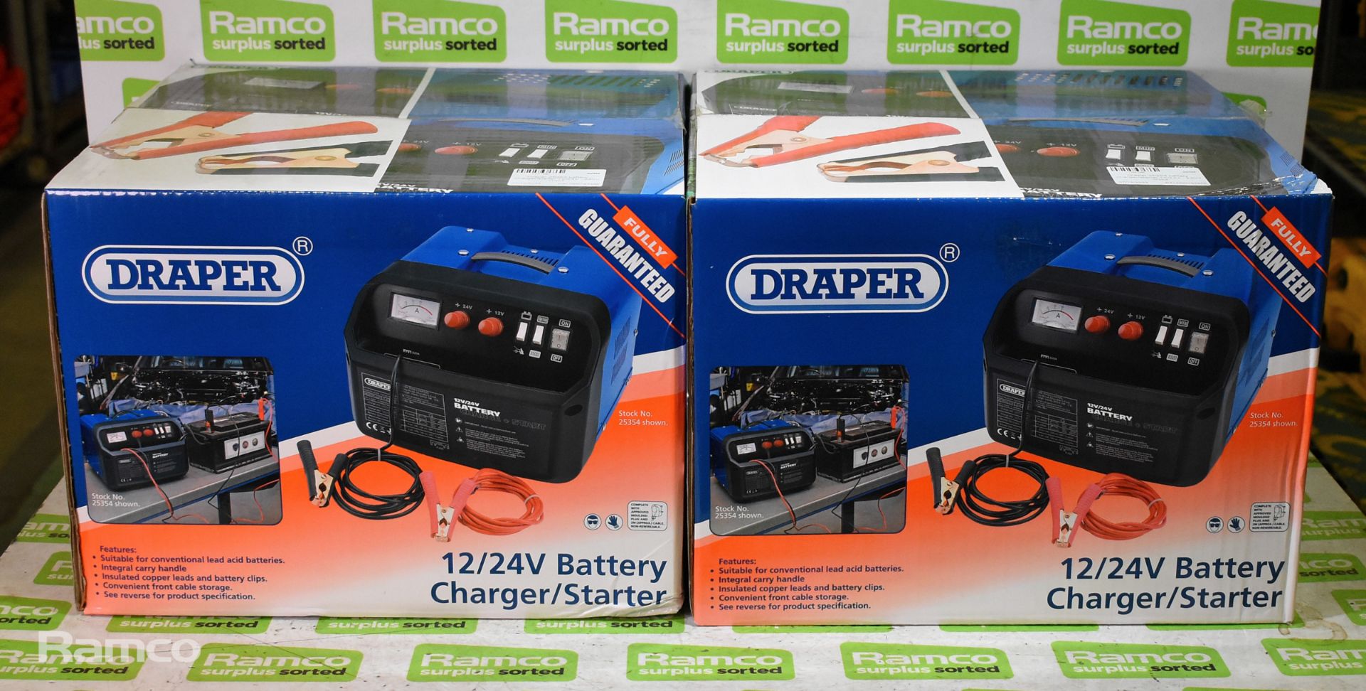 2x Draper 25354 battery charger / starters 12 / 24V - 240V input - Image 2 of 2