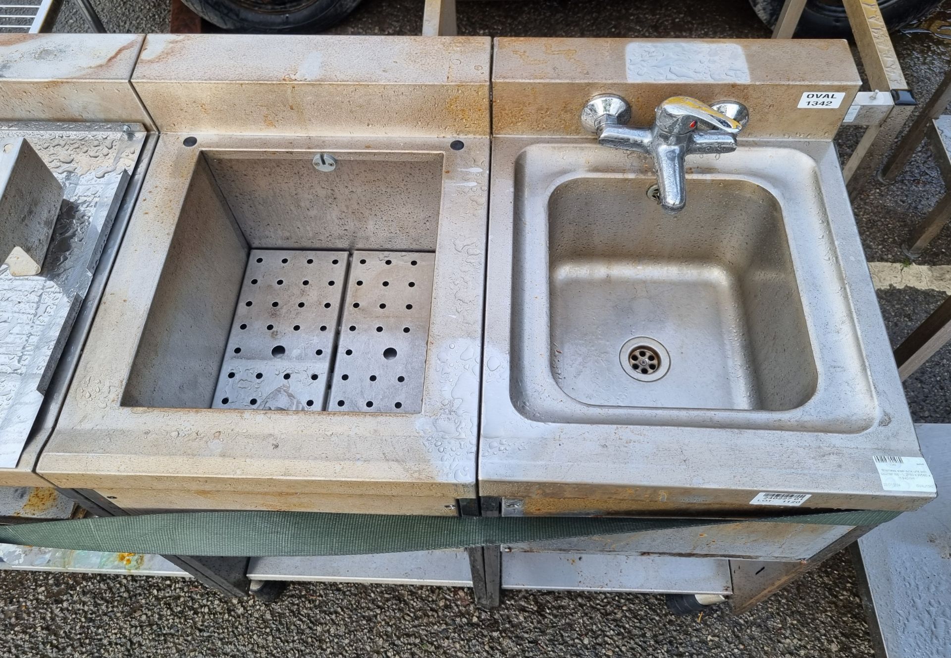 Stainless steel sink unit with counter top - L 2150 x W560 x H 940mm - Bild 3 aus 6