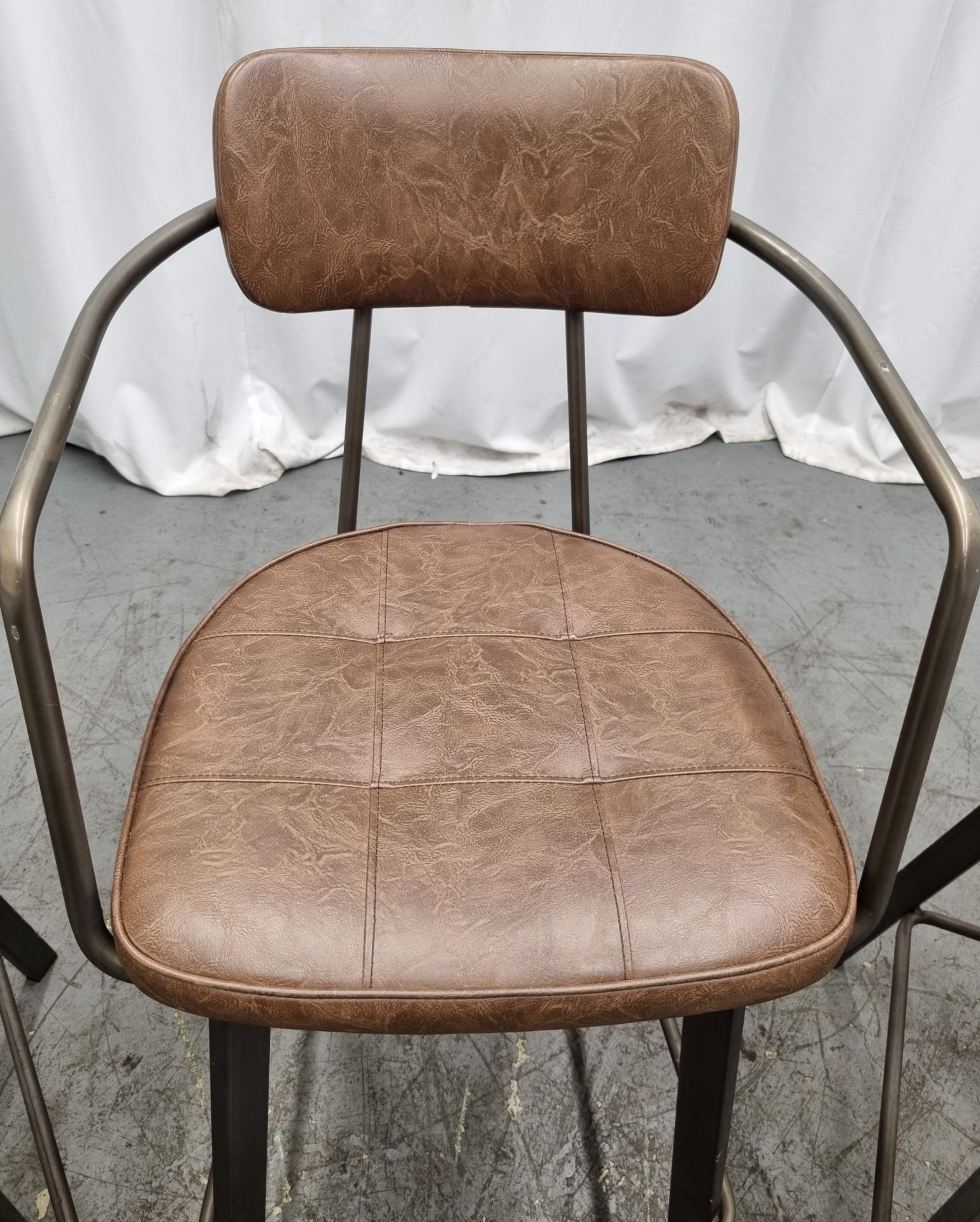 3x Industrial brown leather restaurant chairs - L 550 x W 600 x H 1100mm - Bild 7 aus 11