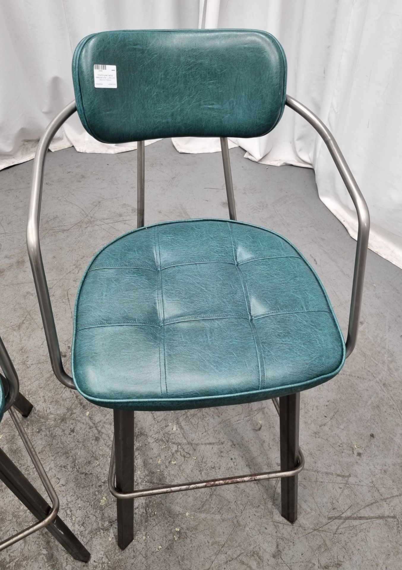 3x Industrial green leather restaurant chairs - L 550 x W 600 x H 1100mm - Bild 6 aus 15