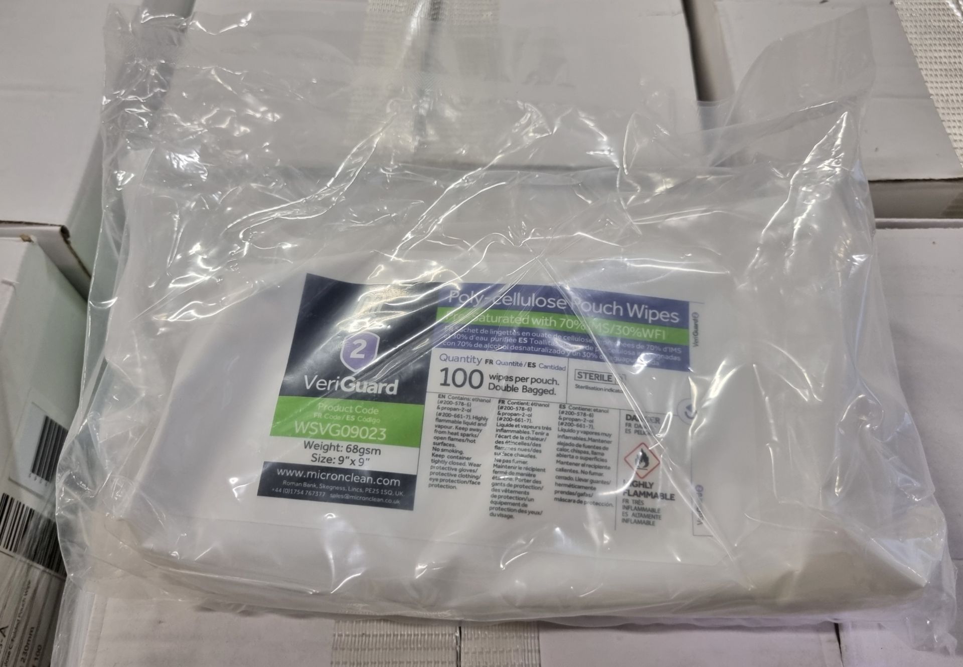 36x boxes of Micronclean Veriguard Polycellulose C-folded pouch wipe sterile - 230mm x 230mm - Image 2 of 4
