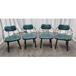 4x Industrial green leather restaurant chairs - L 550 x W 600 x H 80cm