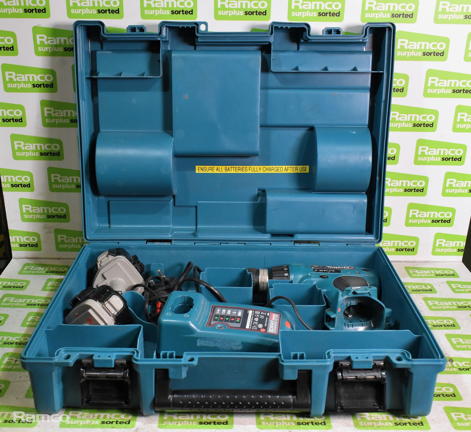 Makita 6317D cordless drill - DC1414F charger - 2 x 12V batteries - case