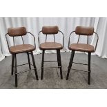 3x Industrial brown leather restaurant chairs - L 550 x W 600 x H 1100mm