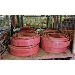 8x lengths of Angus Duraline 70mm lay flat hose with couplings - approx 23m each