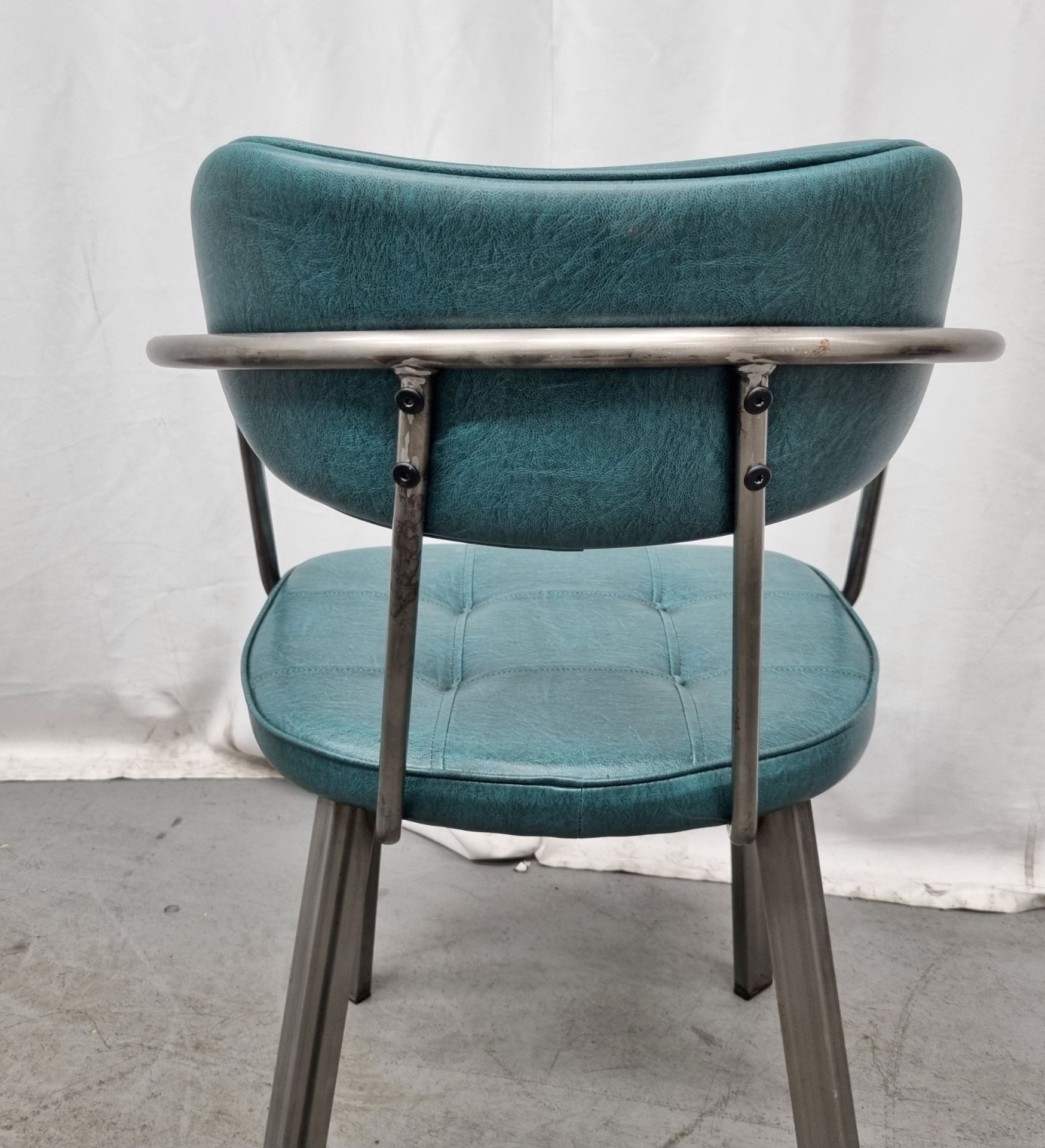 4x Industrial green leather restaurant chairs - L 550 x W 600 x H 80cm - Image 10 of 11