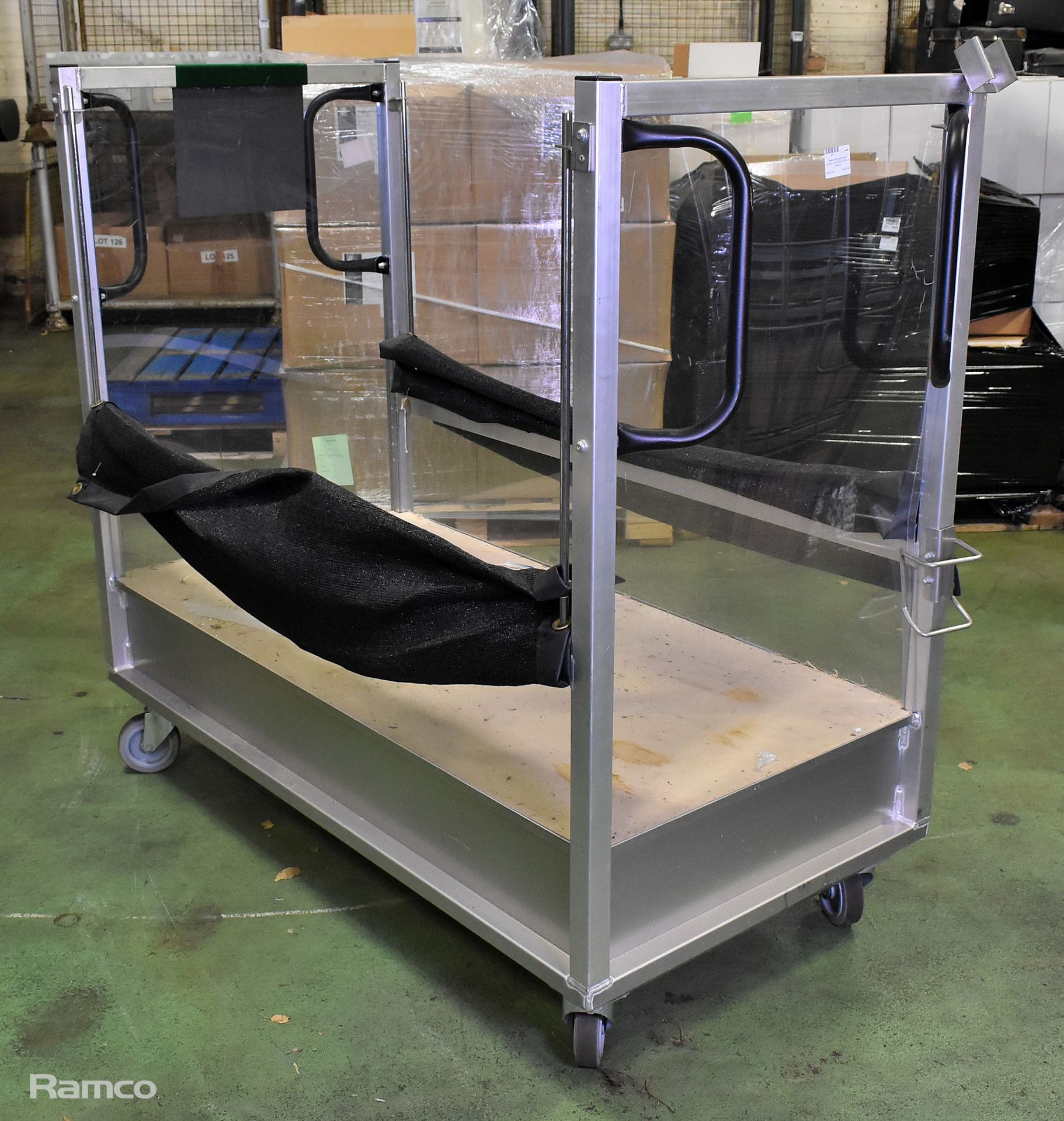 Metal trolley with mesh curtains - W 1500 x D 750 x H 1400mm - Image 2 of 6