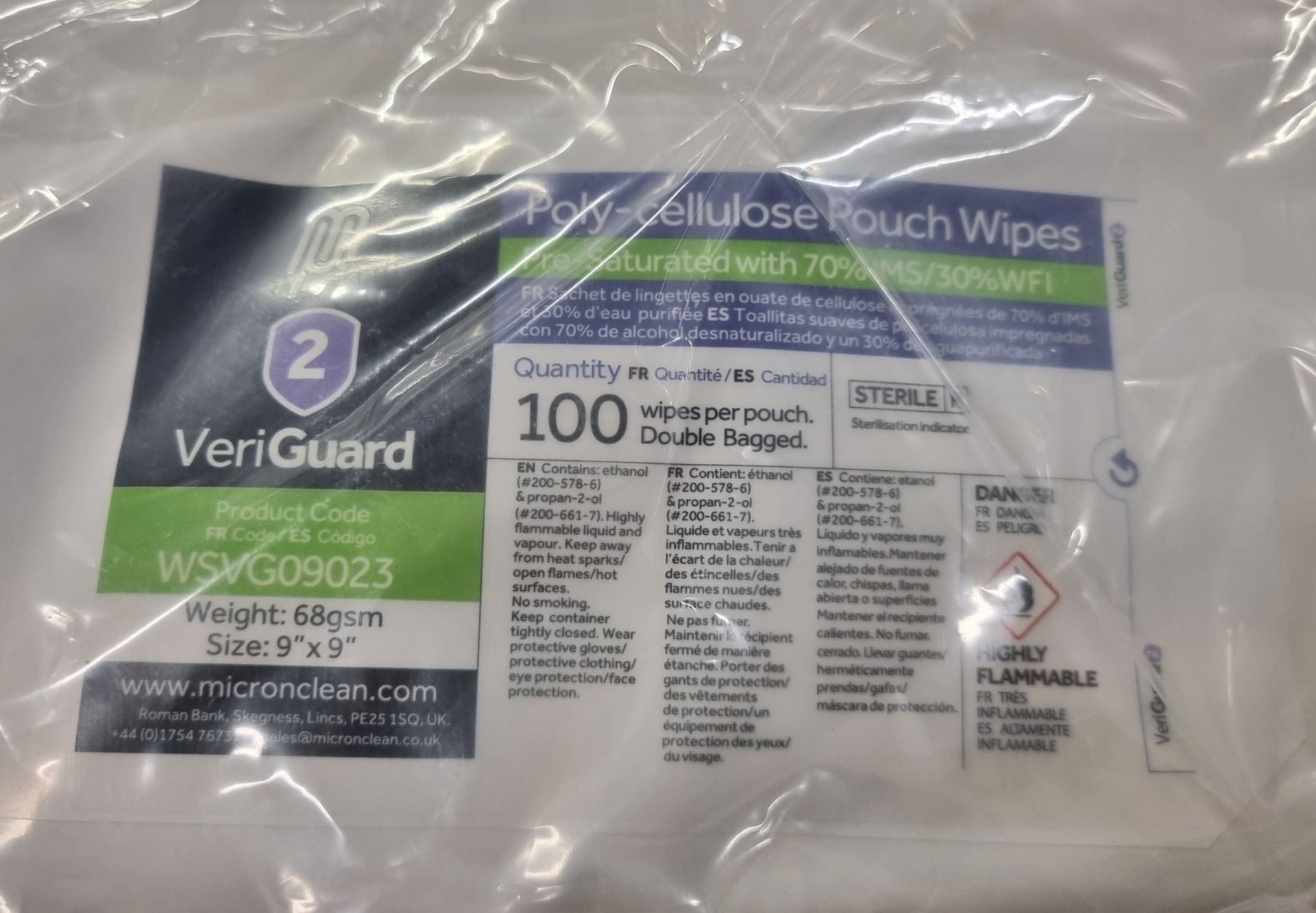 36x boxes of Micronclean Veriguard Polycellulose C-folded pouch wipe sterile - 230mm x 230mm - Image 3 of 4