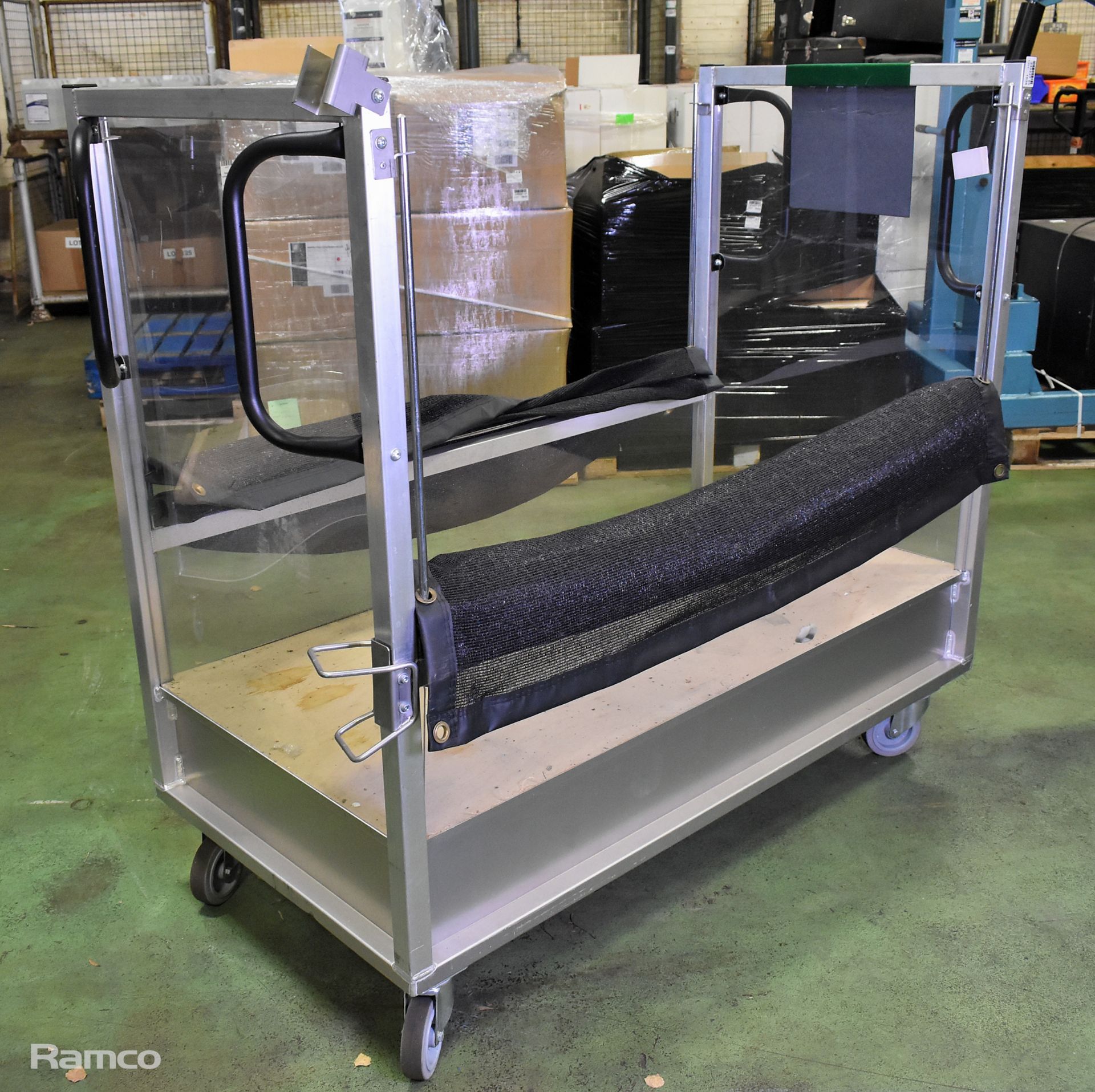 Metal trolley with mesh curtains - W 1500 x D 750 x H 1400mm - Image 3 of 6