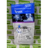 2x boxes of Tyvek white hooded coveralls with feet - XXL - 25 per box