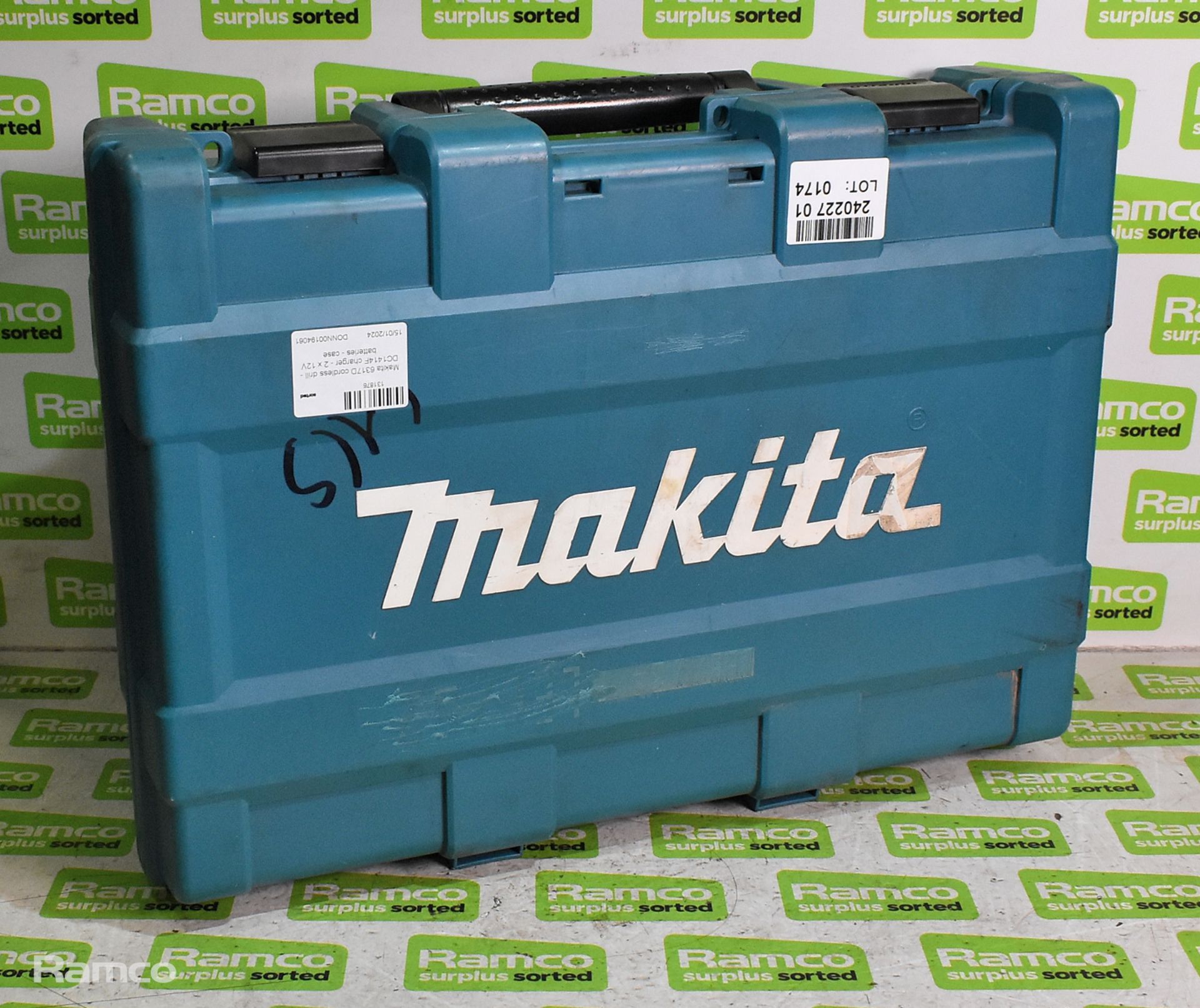 Makita 6317D cordless drill - DC1414F charger - 2 x 12V batteries - case - Image 7 of 7