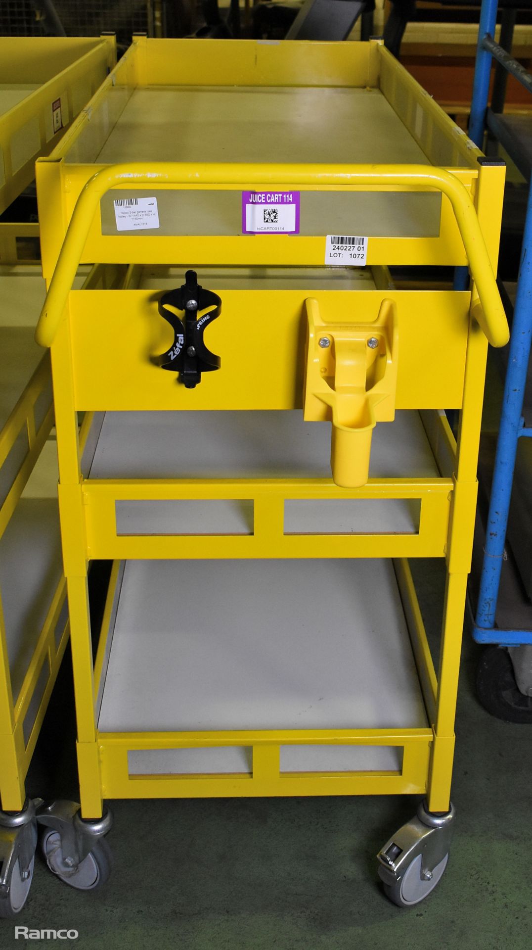 Yellow 3-tier general use trolley - W 1440 x D 550 x H 1150mm - Image 3 of 3