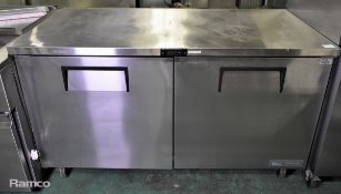 True TUC-60F-HC stainless steel double door counter freezer - W 1530 x D 770 x H 900mm