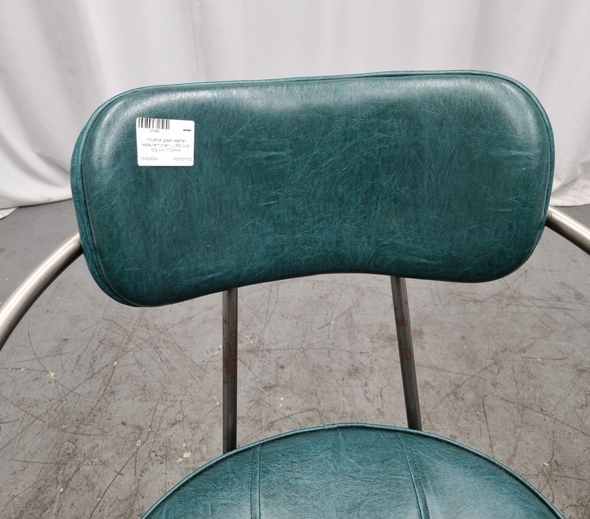 3x Industrial green leather restaurant chairs - L 550 x W 600 x H 1100mm - Bild 11 aus 15