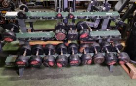 Jordan 3-tier horizontal dumbbell rack - missing most of the weights - W 2050 x D 800 x H 1050 mm