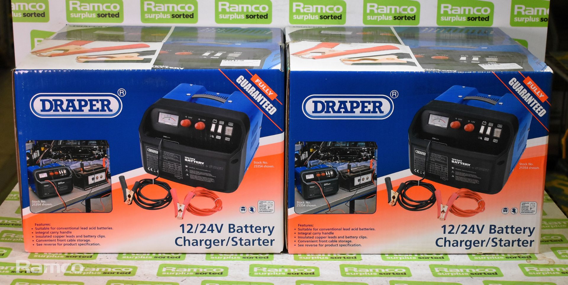 2x Draper 25354 battery charger / starters 12 / 24V - 240V input - Image 2 of 2